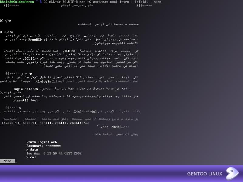 Arabic at linux console
