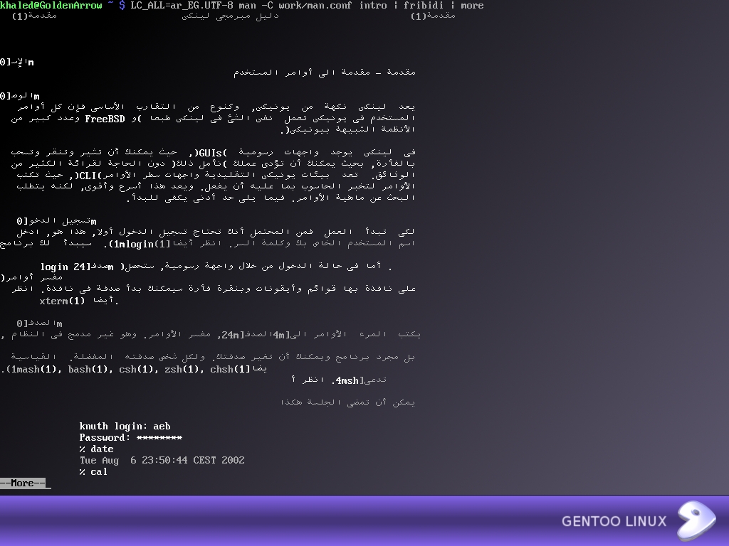 Arabic at linux console